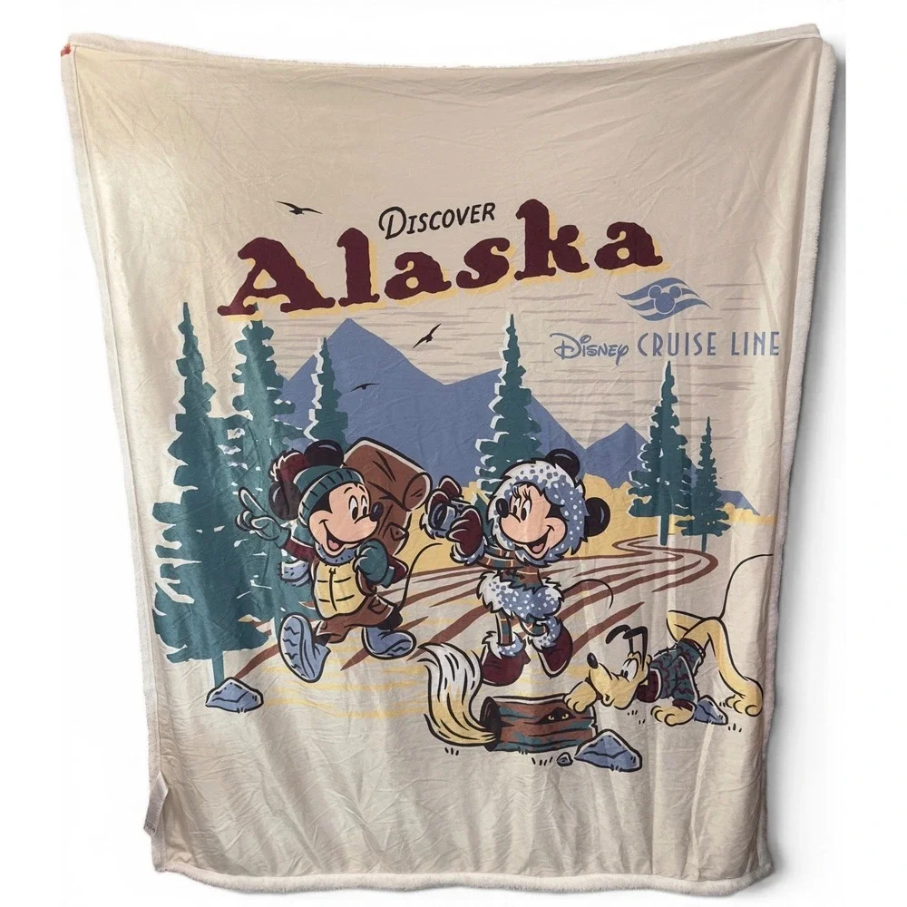 Disney Cruise Line Alaska Fleece Blanket Mickey Minnie Pluto Throw Souvenir